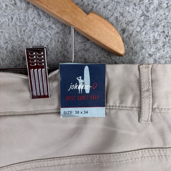NEW Johnnie O Tailgaters Pants Mens 38x34 Beige Fleece Lined 5 Pocket Chino Golf - Picture 4 of 9